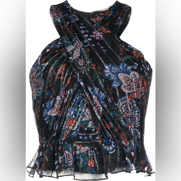 Veronica Beard Tops - NWT Veronica Beard Kailani 100% Silk Top | Paisley Peplum Blouse | Size 8